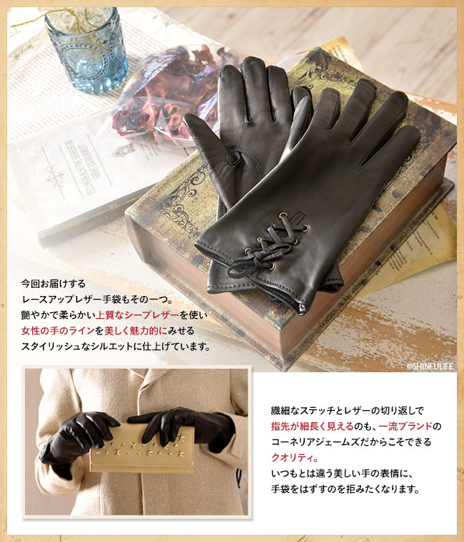 イギリス製 レザー 手袋 プレゼント おしゃれ 本革 レディース 誕生日 スリム 彼女 妻 ブラウン 黒 ブラック コーネリアジェームス