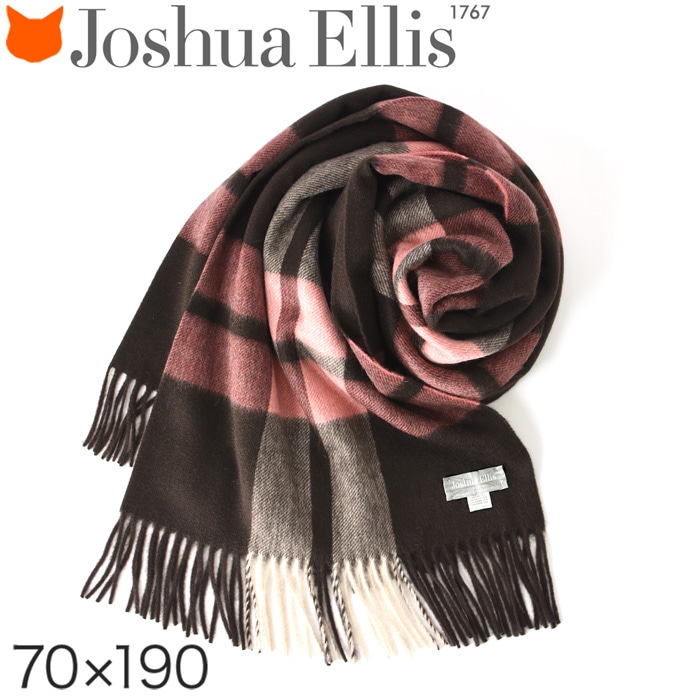 カシミヤ ストール 大判 厚手 タータンチェック カシミア 100 カシミヤストール ブランド ジョシュアエリス Joshua Ellis カシミアストール レディース ロング マフラー フリンジ ピンク ブラウン ホワイト チェック柄 大きめ 暖かい おしゃれ 女性 誕生日 プレゼント