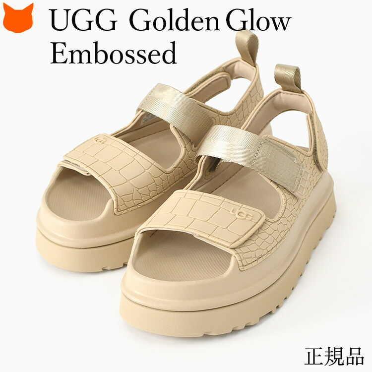 UGG ゴールデングロウ エンボス スポーツサンダル アグ サンダル レディース 厚底 サンダル マジックテープ 軽量 夏 カジュアル 黒 ダブルベルト サンダル ストラップ サンダル おしゃれ 甲高 歩きやすい 疲れない ベージュ スポサン 走れる 痛くない スニーカーサンダル