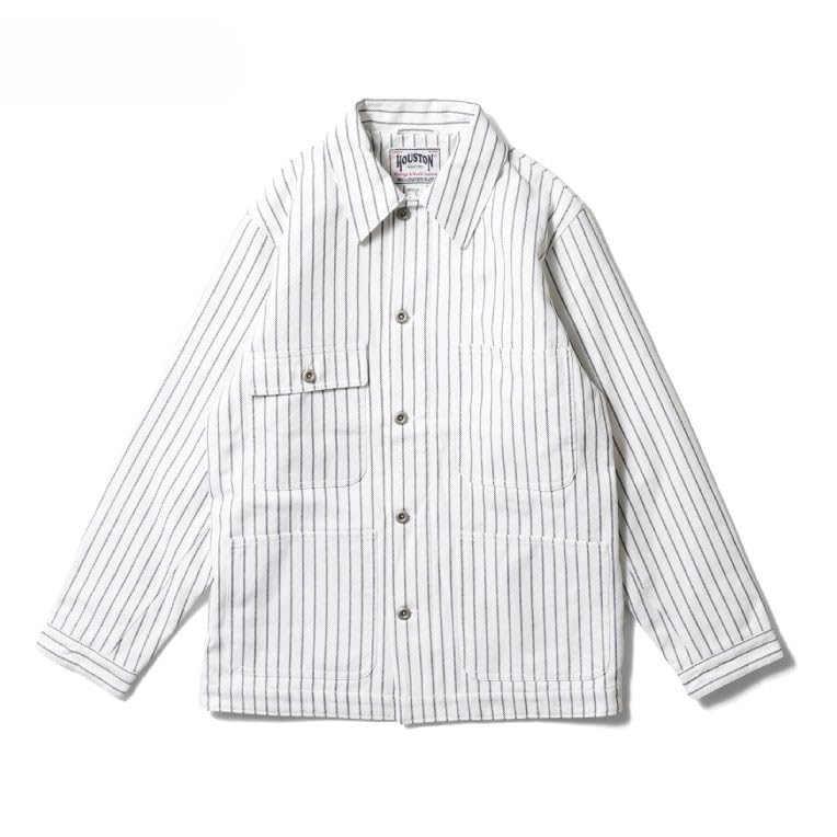 [ヒューストン] STRIPE VIYELLA COVERALL メンズ 51500OFL OFF WHITE L