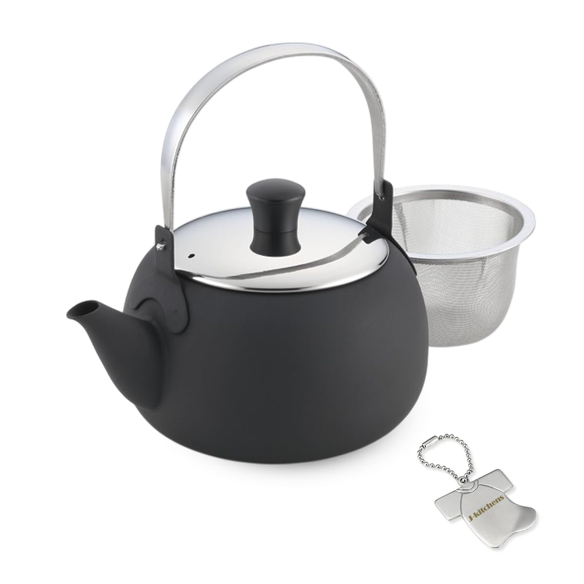 J-kitchens 和み 急須 ステンレス鋼 製 土瓶型 茶こし 付 黒いこと 日本製 事あたらしい下げ札付