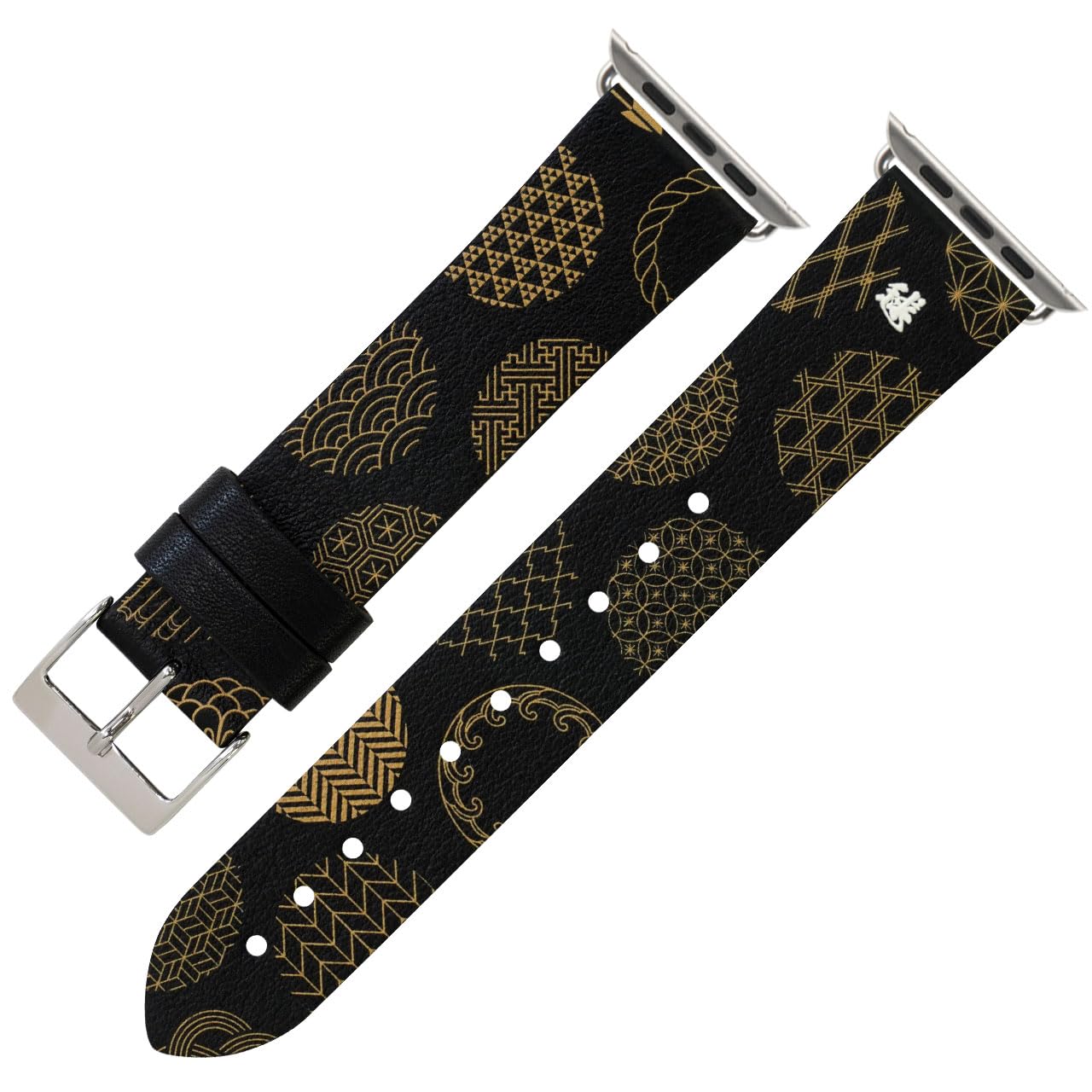 compatible with Apple Watch アップルウォッチ用 ダンス楽隊 胴締め 子ウシ 牛皮 日本言い慣わし 培養 キモノ KIMONO 黒房すぐり 49粍/46粍(Series11/10)/45粍/44粍/42粍 Series11/10/9/8/7/6/5/4/3/2/1/SE/SE2に相応う