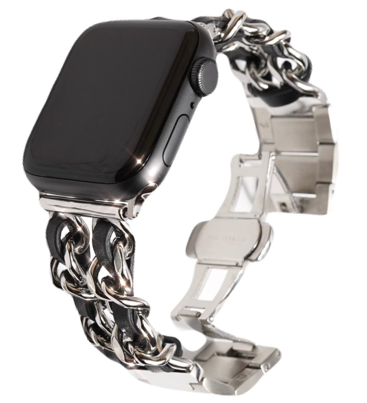 Royce&Roland Apple watch 編み込みバンド/バタフライバックル (40mm 41mm 42mm / 44mm 45mm 46mm 49mm) おしゃれ 時計 バンド/ステンレス 本革 (Series 11 10 9 8 7 6 5 4 SE Ultra) メンズ レディース ギフト プレゼント|シンイノストア