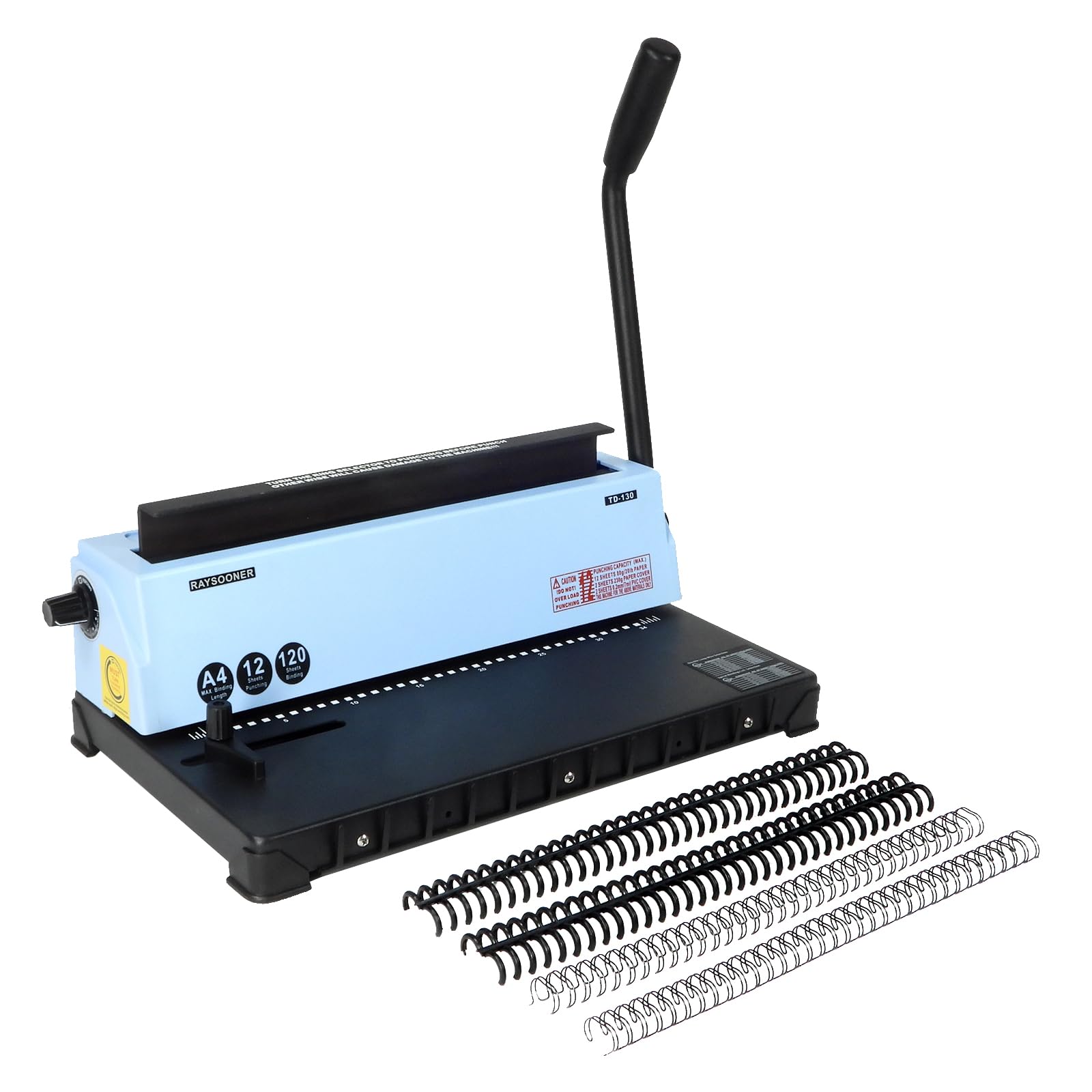 RAYSOONER TD-130 製本機 角穴 大型穴あけパンチ パンチングと製本が一体化 A4、A5、B5用紙対応 ピッチ調整可能 一回12枚パンチ可能 強力 省力 ルーズリーフ製本 学校、工場、家庭用|シンイノストア
