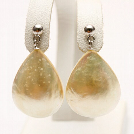 楽天市場】マベ真珠パールピアス 14mm ブルーグレーカラー K14WG製