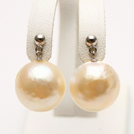 楽天市場】マベ真珠パールピアス 14mm ブルーグレーカラー K14WG製