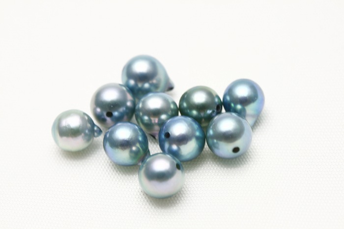アコヤ真珠パールルース　両穴　10ピース　5.0-5.5mm　ブルーグリーンカラー
