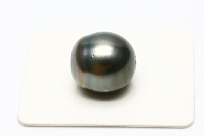 タヒチ黒蝶真珠パールルース　両穴　14&times;13mm　ブラックカラー｜真珠倶楽部