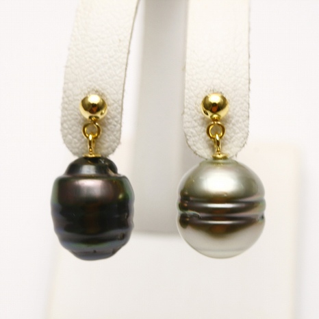 楽天市場】タヒチ黒蝶真珠パールピアス 9mm ブラックカラー K18