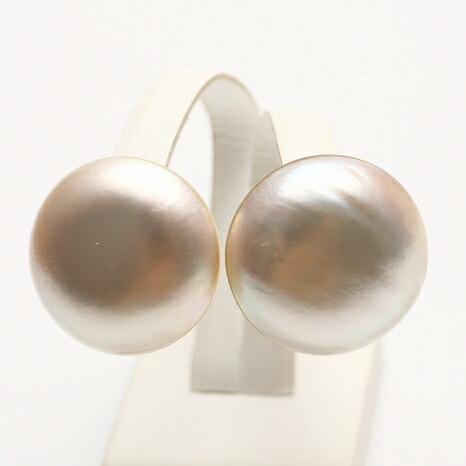 楽天市場】マベ真珠パールピアス 14mm ブルーグレーカラー K14WG製