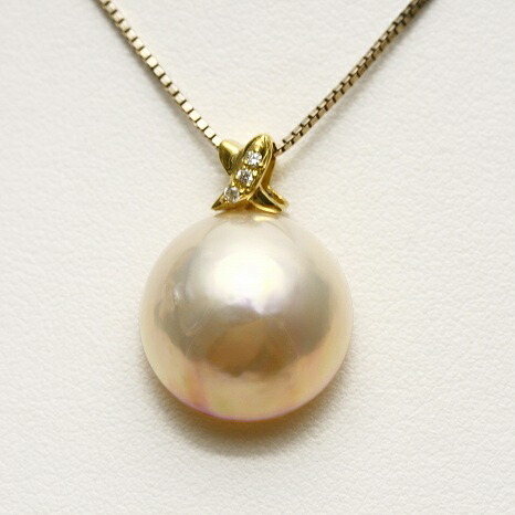 楽天市場】マベ真珠パールペンダントトップ ブルーカラー 14mmUP K18製