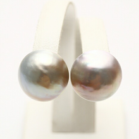 マベ真珠パールピアス　14mm　ブルーグレーカラー　K14WG製 楽天市場】マベ真珠パールピアス 14mm ブルーグレーカラー K14WG製