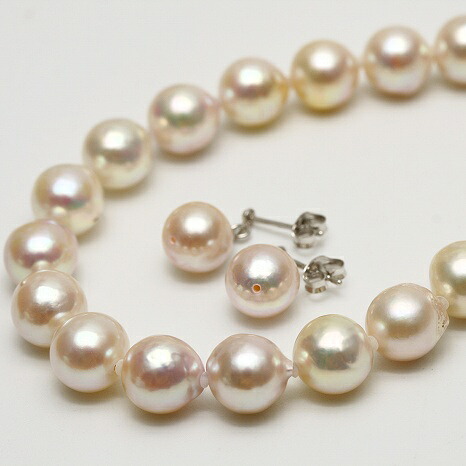 アコヤ真珠パールネックレス/イヤリングorピアス 2点セット 8.5-9.0mm ホワイトピンクカラー 結婚式 パーティー フォーマル|真珠倶楽部