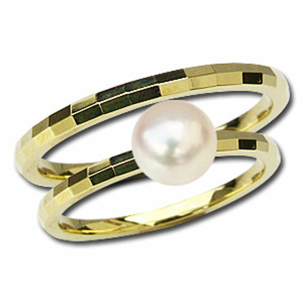 在庫限り ぺアリング マリッジリング レディース メンズ パールリング 真珠 指輪 パール リング 地金リング シンプル K18 イエローゴールド デザインカットリング 結婚指輪 プレゼント 記念日 アクセサリー 人気 おすすめ カジュアル トレンド ギフト 母の日 プレゼント