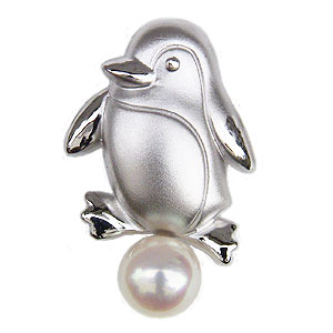 楽天市場】ペンギン ブローチ パールブローチ 真珠 ピンブローチ