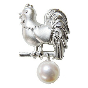 K18/PT900 バロックパール 鶏型ブローチ