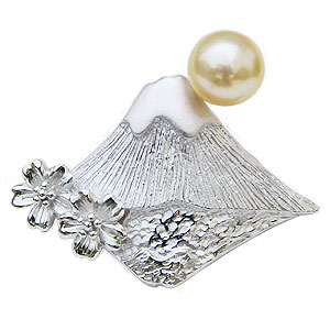 楽天市場】富士山 ブローチ パール富士 富士桜 逆さ富士 ピン