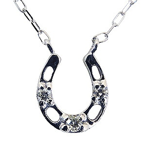 【ただいまポイント10倍中】ダイヤモンドネックレス ダイヤモンド ネックレス ダイヤ 0.03ct 18金 k18 18k ホワイトゴールド 馬蹄 ホースシュー ペンダント チェーン付き メンズ 送料無料 人気 プレゼント ギフト ジュエリー 卒入学 母の日