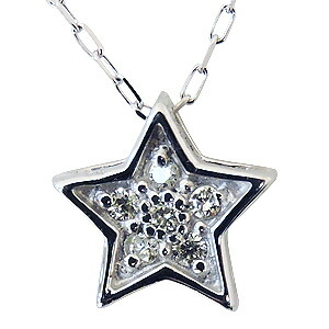 【ただいまポイント10倍中】ペンダントネックレス ダイヤモンド ネックレス 0.04ct k18 ホワイトゴールド スター型 星 ペンダントチェーン付き 送料無料 おすすめ カジュアル トレンド プレゼント ギフト ジュエリー 卒業 入学ネックレス・ペンダント