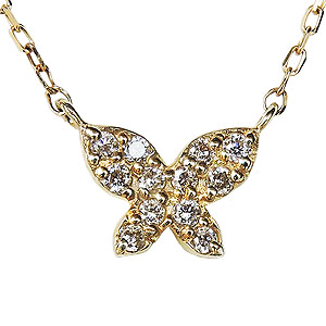 【ポイント10倍 4/21 9:59まで】ダイヤモンド ネックレス ダイヤモンドネックレス バタフライ 蝶 k18 18k 18金 イエローゴールド ダイヤネックレス ペンダント チェーン付 男女兼用 ユニセックス 送料無料 誕生日 プレゼント ギフト ジュエリー 卒入学 母の日