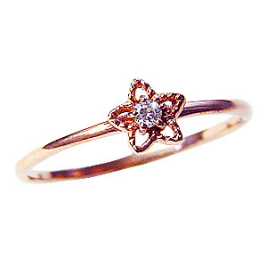 【ただいまポイント10倍中】ダイヤモンドリング 一粒 ダイヤ 0.03ct 星 スター 指輪 ダイヤモンド ピンクゴールド k10 送料無料 カジュアル 人気 おすすめ トレンド プレゼント ギフト ジュエリー 卒入学 母の日