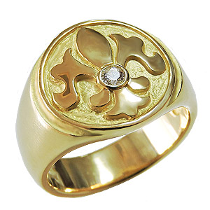 国内最安値 楽天市場 ポイント10倍 ゆりの紋章リング ユリの紋章 メンズリング ダイヤモンドリング 指輪 印台リング Lily メンズ 男性用 ゴールド 18金 K18 送料無料 入学祝い 就職祝い 誕生日 プレゼント ギフト カジュアル アクセサリー ジュエリー