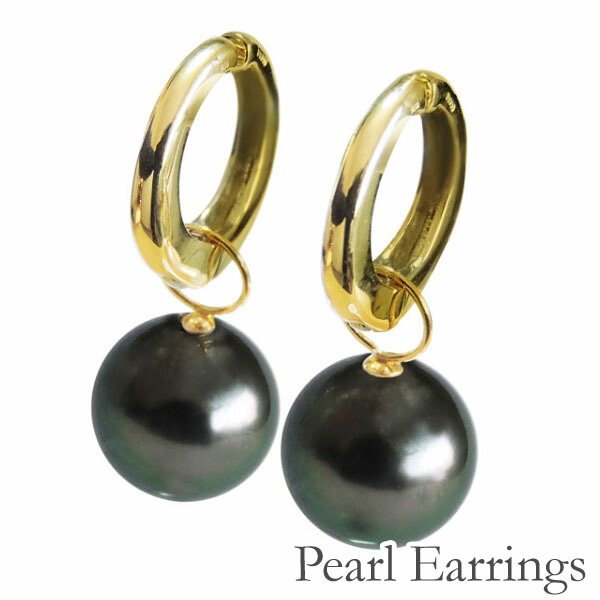 好評 ポイント アップ イヤリング ノンホールピアス イヤーカフ イヤーカフス はさむ 穴なし ノーホール 内径縦約9mm 自由開閉式 円型 ピアス風 イヤリング タヒチ黒蝶真珠 10mm K10イエローゴールド レディース ゆれる ぶら下がり 普段使い 人気 おすすめ 最終値下げ