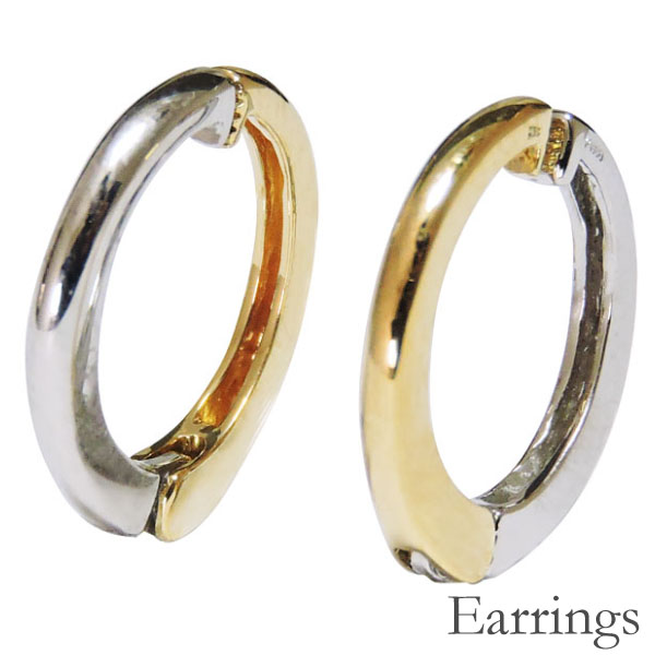 格安 楽天市場 ポイント10倍 イヤリング ノンホールピアス イヤーカフ イヤーカフス はさむ 穴なし ノーホール 内径縦約12mm 自由開閉式 ピアス風 イヤリング 円型 リバーシブル K18ホワイトゴールド K18イエローゴールド レディース 普段使い 人気 おすすめ ギフト