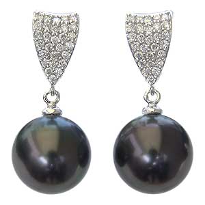 新品本物 楽天市場 ポイント10倍 真珠 パール イヤリング タヒチ黒蝶真珠 ブラックパール 直径10mm ダイヤモンド 56石 合計0 40ct K18wg ホワイトゴールド 送料無料 アクセサリー ジュエリー 人気 おすすめ ウエディング カジュアル トレンド プレゼント ギフト