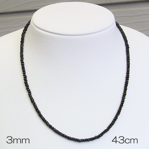ブラック スピネル3mm ネックレス 贈り物V シルバー 長さ約38cm ＋スライド調節 チェーン 5cm付 男女兼用 送料無料 カジュアル 人気 フォーマル ブライダル おすすめ プレゼント ギフト ジュエリー 卒入学 母の日