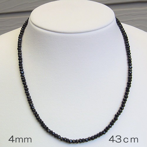 ブラック スピネル ネックレス 贈り物 4mmV シルバー 長さ約38cm ＋スライド調節 チェーン 5cm付 男女兼用 送料無料 カジュアル 人気 フォーマル ブライダル おすすめ プレゼント ギフト ジュエリー 卒入学 母の日