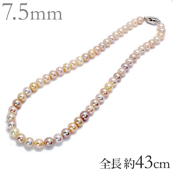 楽天市場】淡水 パール ネックレス 10～10.5mm マルチカラー