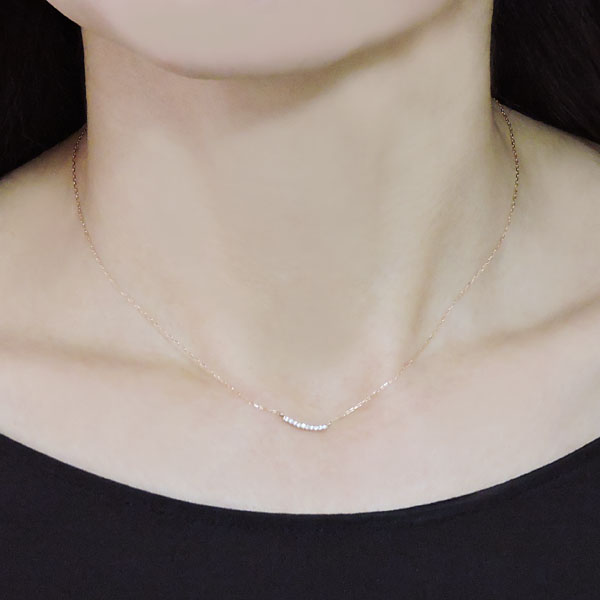 最も優遇 ポイント アップ ペンダントネックレス カーブラインネックレス ダイヤモンド K18ピンクゴールド レディース アクセサリー ジュエリー 人気 おすすめ カジュアル トレンド プレゼント ギフト 記念日 パールジュエリー専門店 真珠の杜 ポイント10倍