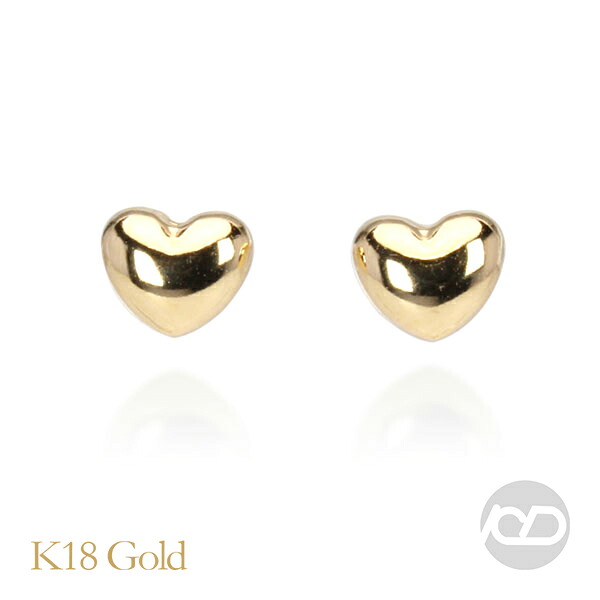 18金 ピアス ハートピアス ゴールドピアス k18 18k イエローゴールド ハートモチーフ スタッドピアス レディース ユニセックス ジェンダーレス シンプル 送料無料 普段使い 人気 プレゼント ギフト ジュエリー 卒入学 母の日
