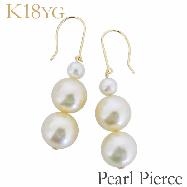 【ポイント10倍 4/21 9:59まで】パール ピアス 18金 18k 18k 普段使い 3連ステーション型フック ぶら下がり ゆれる 揺れる 南洋白蝶真珠 10mm k18イエローゴールド ペア レディース 人気 おすすめ カジュアル プレゼント ギフト ジュエリー 卒入学 母の日