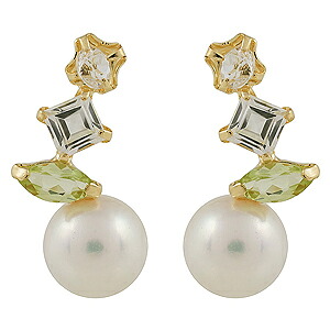 【ポイント10倍 4/21 9:59まで】パール ピアス 18金 18k 18k 真珠 ペリドット ホワイトパーズ スタッド 真珠 イエローゴールド ペア k18 品質保証書付き 送料無料 誕生石 6月 8月 11月 対応 普段使い プレゼント ギフト ジュエリー 卒入学 母の日