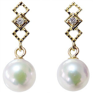 【ただいまポイント10倍中】パール ピアス 18金 18k 18k 普段使い 可愛いデザインの あこや本真珠 k18 ダイヤモンド シリコンダブルロックキャッチ付 ゴールド ペア 真珠 ぶら下がり ゆれる 揺れる 送料無料 プレゼント ギフト ジュエリー 卒入学 母の日