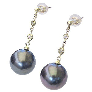 【ただいまポイント10倍中】パール ピアス 18金 18k 18k 真珠 ブラック タヒチ黒蝶真珠 グリーン系 11mm ダイヤモンド 0.06ct k18 ゴールド ペア 送料無料 普段使い 人気 おすすめ カジュアル プレゼント ギフト ジュエリー ボーナス セール|パールジュエリー専門店 真珠の杜