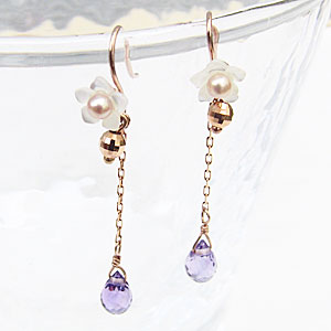 【ただいまポイント10倍中】パール ピアス 18金 18k 18k チェーン 4WAYスタッド 淡水 アメジスト k18 ピンクゴールド ペア 淡水真珠 シェル ゆれる 揺れる ぶら下がり 送料無料 普段使い 人気 おすすめ カジュアル プレゼント ギフト ジュエリー 決算 セール｜パールジュエリー専門店 真珠の杜