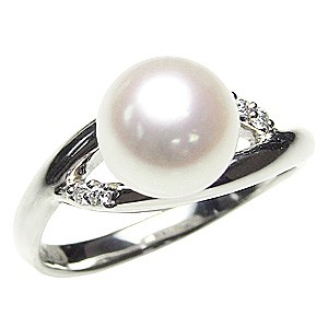 Pt900 天然アコヤ本真珠ダイヤモンド リング 10号[f385-7] 楽天市場