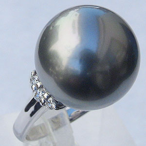 【ただいまポイント10倍中】パール リング ユニセックス ジェンダーレス 真珠 指輪 タヒチ黒蝶真珠 13mm 18金 k18 ホワイトゴールド リング 普段使い 人気 おすすめ カジュアル トレンド フォーマル プレゼント ギフト ジュエリー ボーナス セール|パールジュエリー専門店 真珠の杜