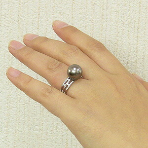 話題の人気 タヒチ黒蝶真珠12mm 0.2ctダイヤモンド 鑑別書付き リング PT900 - リング