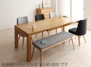 北欧デザインエクステンションダイニング 6人 6点セット(テーブル+チェア4脚+ベンチ1脚) W120-180|家具工場 田舎の家具屋さん