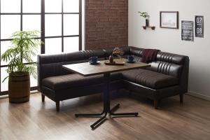 ダイニングセット（テーブル\u0026ソファ） ヴィンテージカフェスタイルソファダイニング 4人 3点セット(テーブル+2Pソファ2脚) 左アームタイプ W100