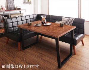 ダイニングセット(テーブル&ソファ) 古木風 ヴィンテージ カフェスタイル リビングダイニング 3人 3点セット(テーブル+2Pソファ1脚+アームソファ1脚) 左アーム W150 組立設置付|家具工場 田舎の家具屋さん
