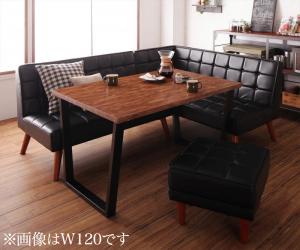 ダイニングセット（テーブル\u0026ソファ スツール） 古木風 ヴィンテージ カフェスタイル リビングダイニング 4人 4点セット(テーブル+ソファ1脚+アームソファ1脚+スツール1脚) 右アーム W150 組立設置付
