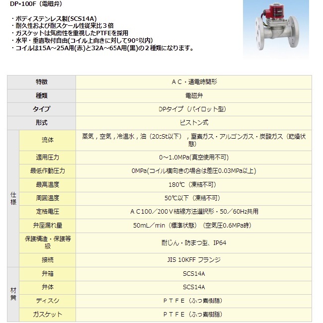 最大45%OFFクーポン ヨシタケ DP-100-C 15A<br> ピストン式 電磁弁 ad