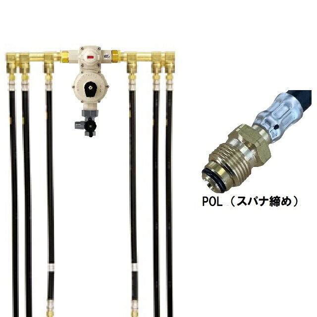 桂精機 PTC6B-15SZ 自動切替式 LPガス 15k調整器 コンパクト6本立て【発信機能なし】POL張力式スパナ締め式 検査孔バルブ付き｜シンキ