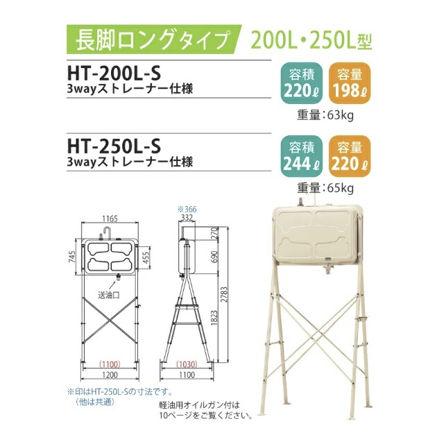 ホクエイ 】ホームタンク 片面ハーフ 灯油タンク HT-G250型 容積248