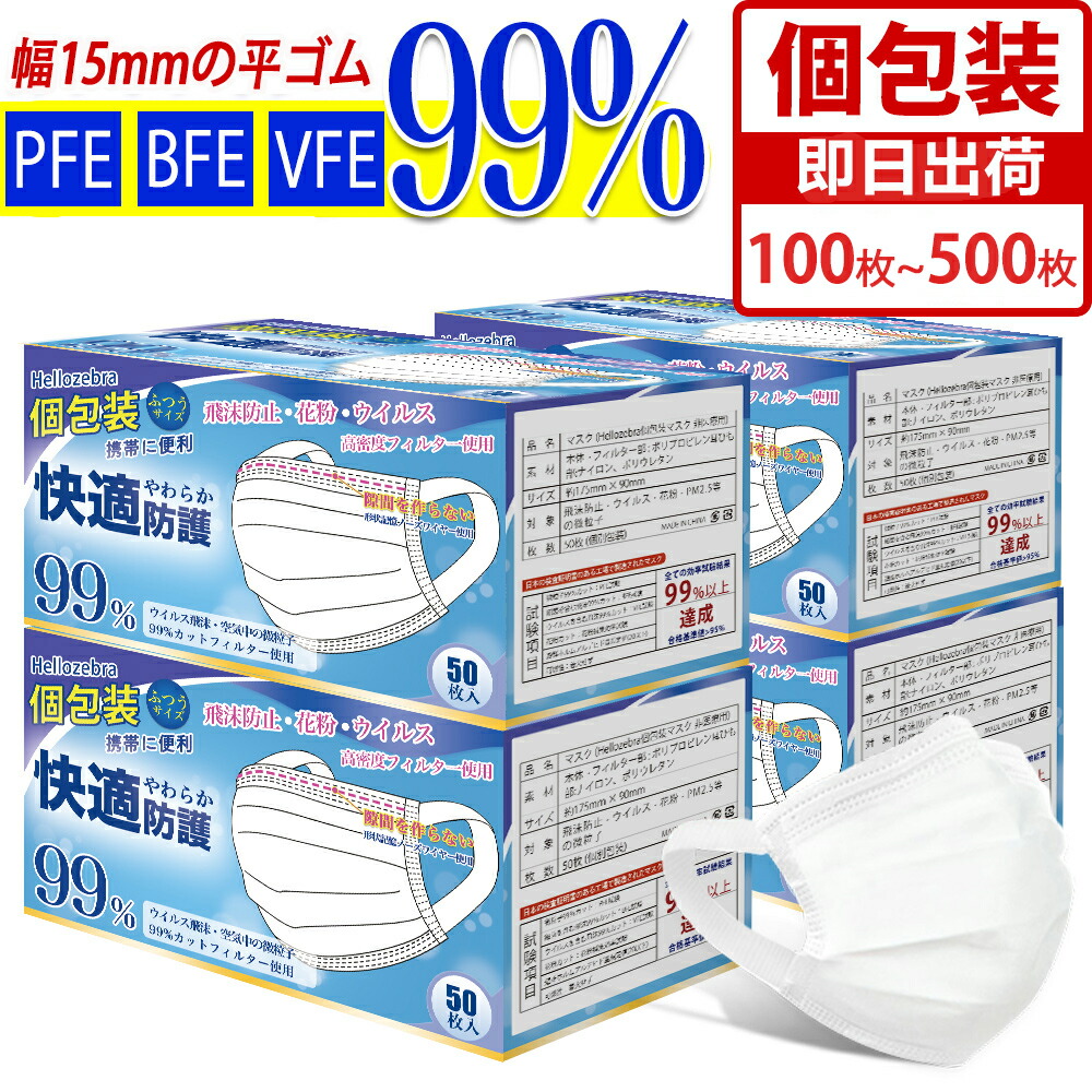 マスク 不織布【1位入賞！最安1箱588円】不織布マスク 耳が痛くならない 個包装 マスク 100枚～500枚 Ω式 プリーツマスク 立体 大人用 使い捨てマスク 敏感肌 花粉対策 男性 女性 やや大きめ 高学年 白 柔らか 三層構造 飛沫防止 PM2.5 防塵 抗菌通気 幅15mm 敬老の日